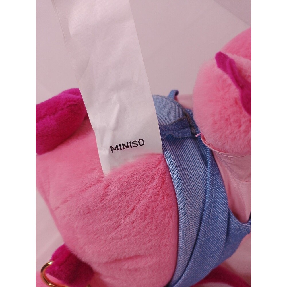 MINISO Zanmang Loopy Plush Backpack 12” Pink Beaver Pororo Kids School Bag Toy - Picture 6 of 13